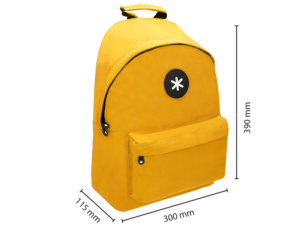 MOCHILA ANTARTIK COM ASA E BOLSO COM FECHO COR MOSTARDA 310X160X410 MM