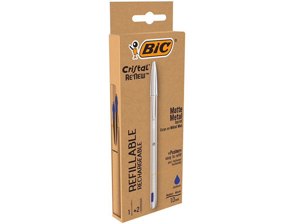 ESFEROGRAFICA BIC CRISTAL RENEW TINTA AZUL PACK DE 1 UNIDADE + 2 RECARGAS