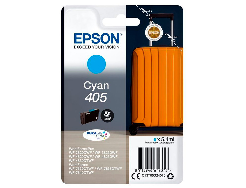 TINTEIRO EPSON 405 WF-3820DWF / WF-4820DWF / WF-7830DTWF / WF-7840DTWF CIAN