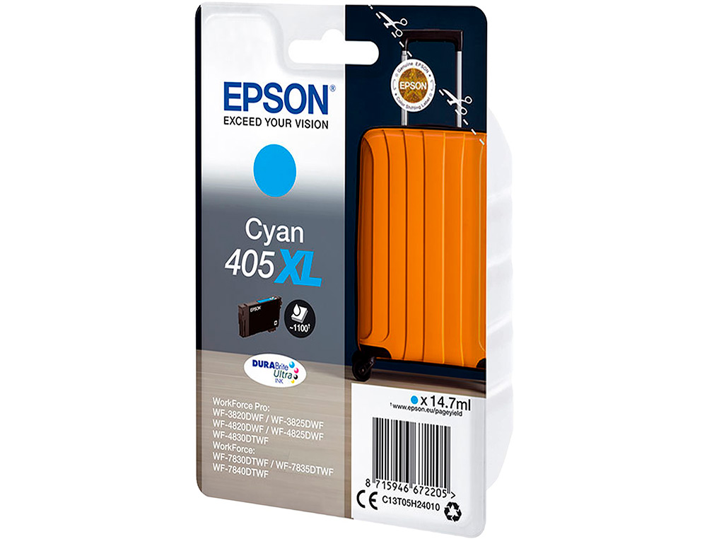 TINTEIRO EPSON 405 XL WF-3820DWF / WF-4820DWF / WF-7830DTWF / WF-7840DTWF ALTA CAPACIDADE CIAN