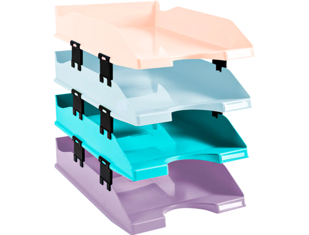 TABULEIRO DE SECRETARIA EXACOMPTA AQUAREL SET DE 4 BANDEJAS COMBO MIDI CORES PASTEL 346X225X243 MM