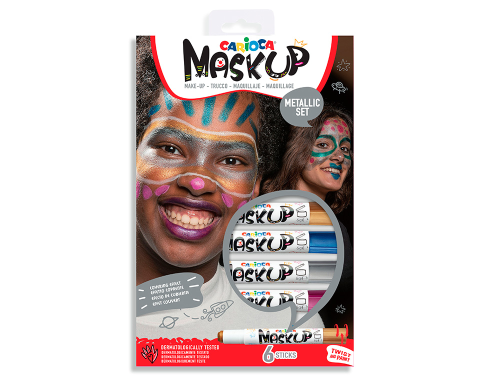 BARRA DE MAQUILHAGEM CARIOCA MASK UP METALLIC CAIXA DE 6 CORES SORTIDAS
