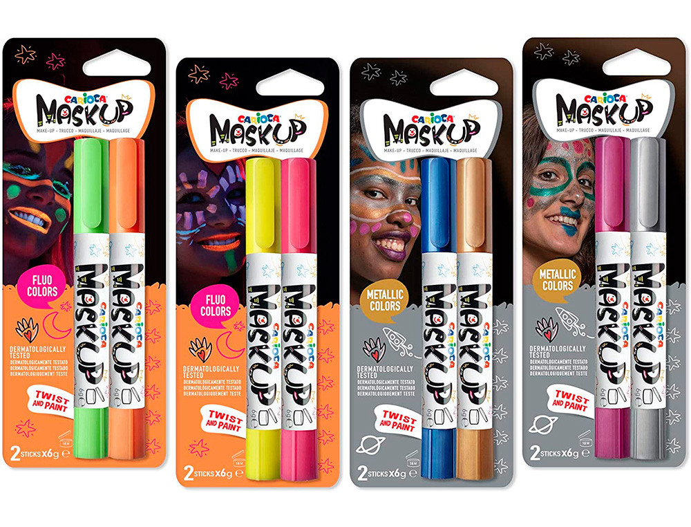 BARRA DE MAQUILHAGEM CARIOCA MASK UP NEON / METALLIC CAIXA DE 12 CORES SORTIDAS