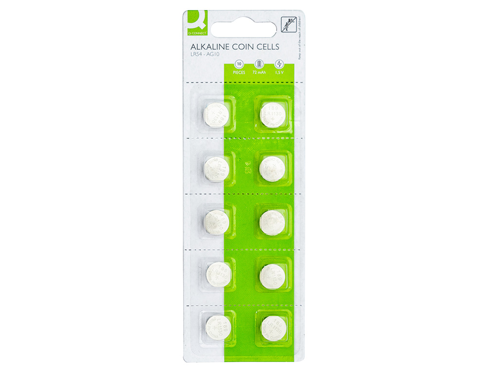 PILHAS Q-CONNECT TIPO BOTAO ALCALINA LR1130 1.5V BLISTER DE 10 UNIDADES
