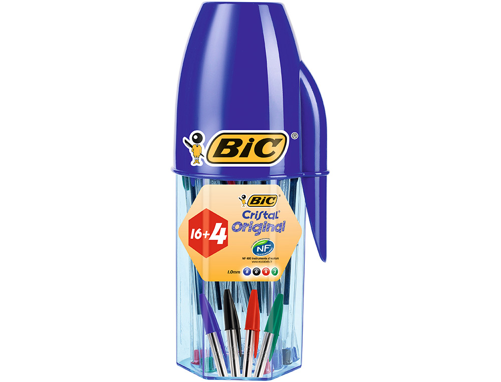 ESFEROGRAFICA BIC CRISTAL MEGA TUBO 16+4 UNIDADES CORES SORTIDAS 8 AZUIS / 5 PRETAS / 4 VERMELHAS 3 VERDES