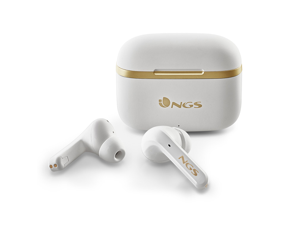 AURICULAR NGS ARTICA TROPHY SEM FIOS ALCANCE 10 M BASE DE CARGA CONTROLO TATIL AUTONOMIA 20 HORAS USB-C COR BRANCO