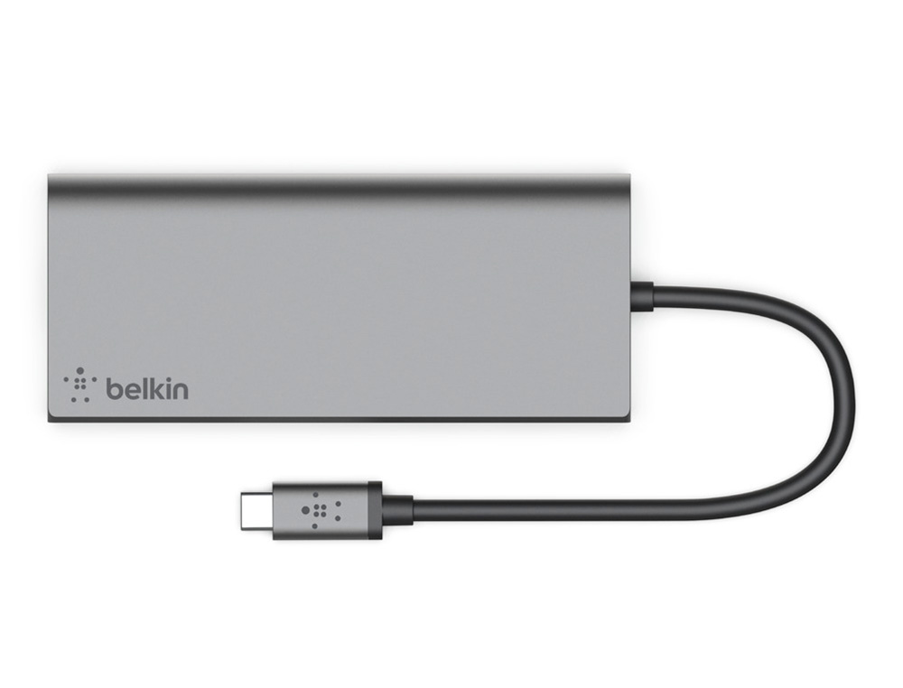 ADAPTADOR BELKIN AVC008BTSGY MULTIPORTAS USB-C A ETHERNET / USB-C / USB-A / HDMI / SD COR CINZA