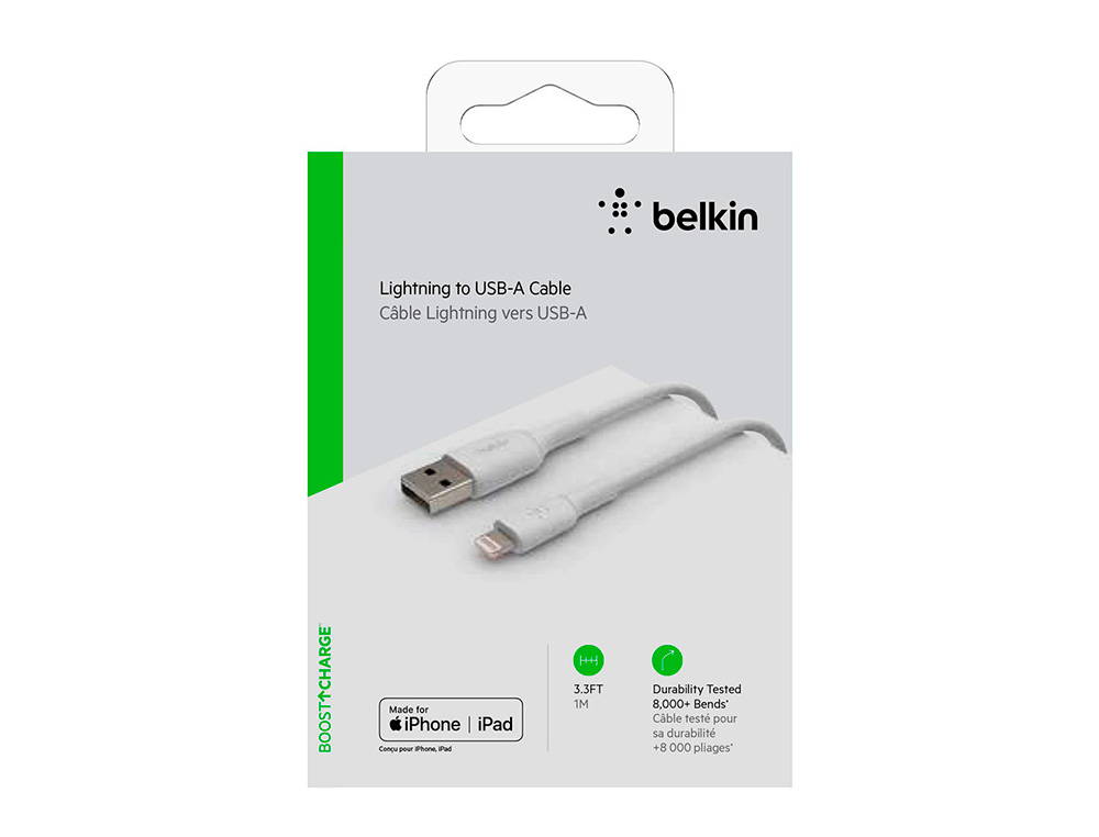 CABO LIGHTNING BELKIN CAA001BT2MWH A USB-A BOOST CHARGE COMPRIMENTO 2 M COR BRANCO
