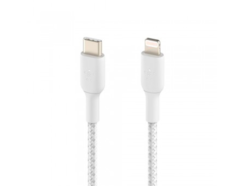 CABO TRANCADO BELKIN CAA004BT1MWH USB-C A LIGHTNING BOOST CHARGE COMPRIMENTO 1 M COR BRANCO