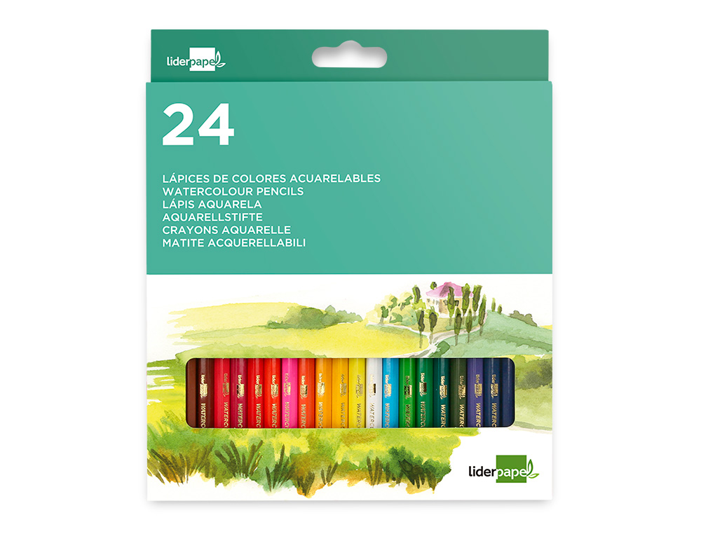 LAPIS DE COR LIDERPAPEL AGUARELAVEIS CAIXA DE 24 CORES