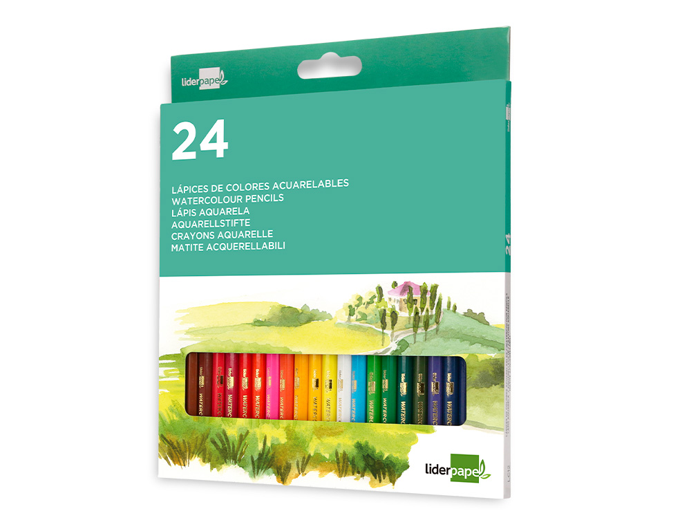 LAPIS DE COR LIDERPAPEL AGUARELAVEIS CAIXA DE 24 CORES