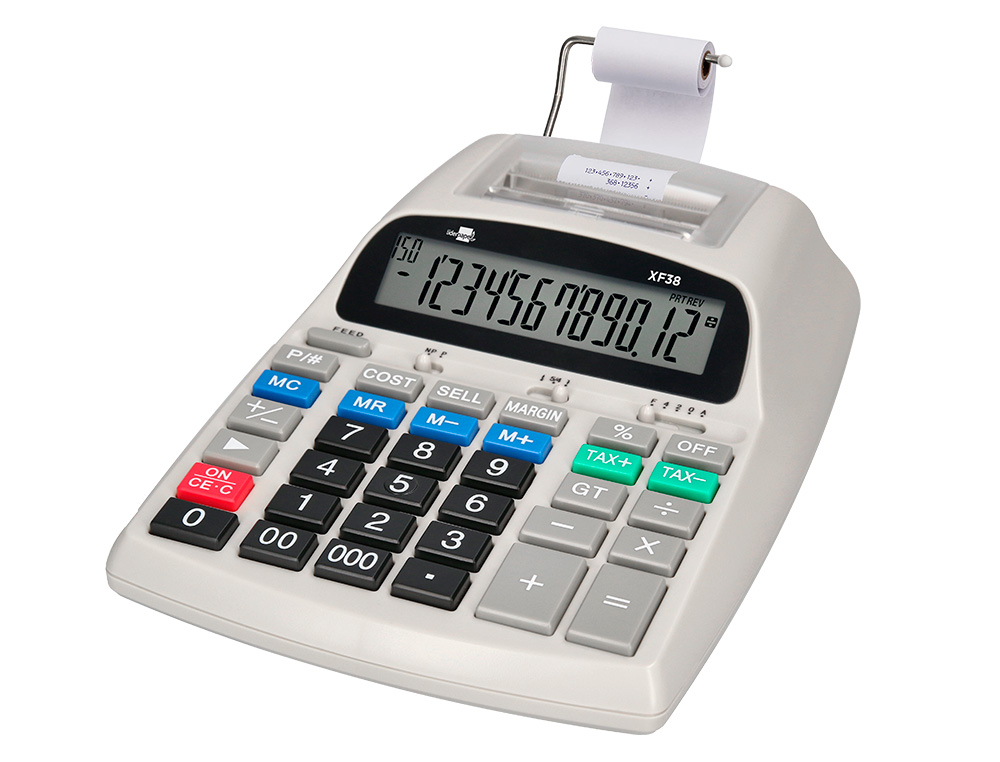 CALCULADORA LIDERPAPEL DE SECRETARIA COM IMPRESSORA ECRA PAPEL 12 DIGITOS IMPRESSAO BICOLOR BRANCA 225X158X56 MM