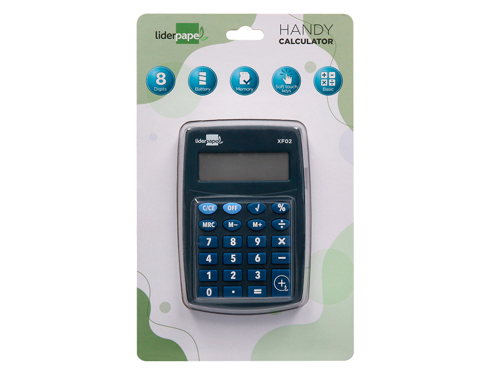 CALCULADORA LIDERPAPEL DE BOLSO XF02 8 DIGITOS PILHAS COR AZUL 99X64X9 MM