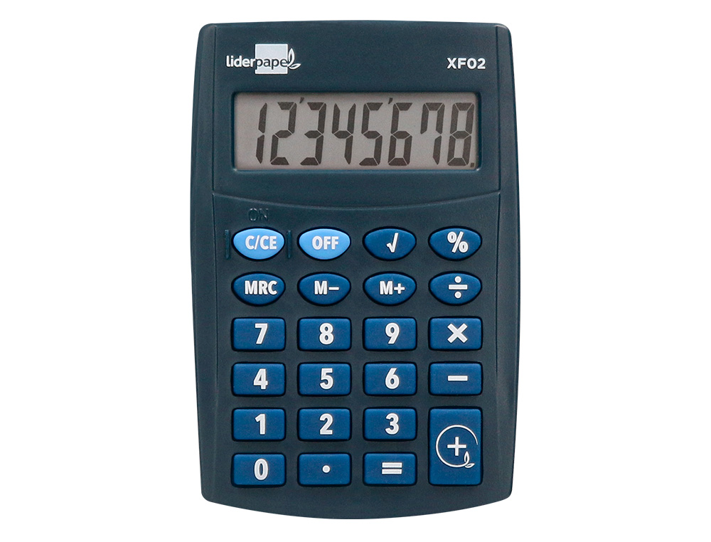 CALCULADORA LIDERPAPEL DE BOLSO XF02 8 DIGITOS PILHAS COR AZUL 99X64X9 MM