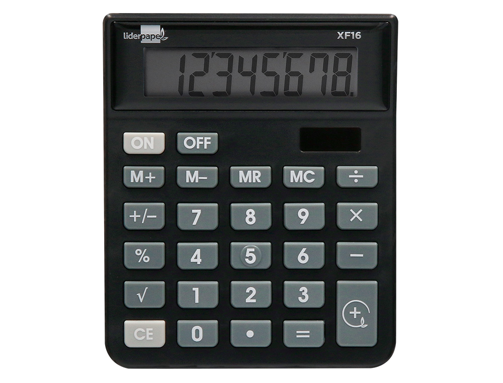 CALCULADORA LIDERPAPEL DE SECRETARIA XF16 8 DIGITOS SOLAR E PILHAS COR PRETO 127X105X24 MM