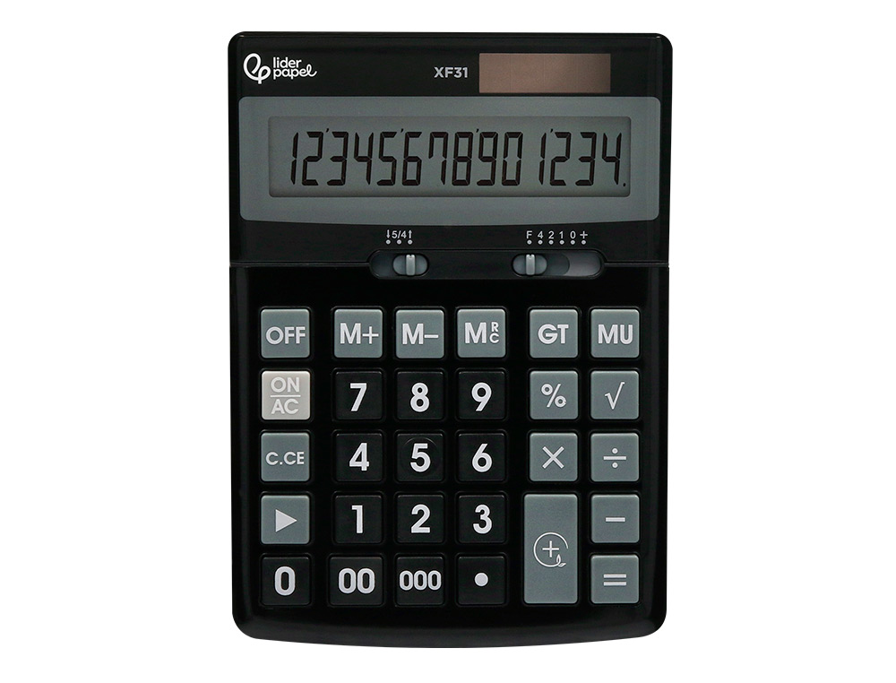 CALCULADORA LIDERPAPEL DE SECRETARIA XF31 14 DIGITOS SOLAR E PILHAS COR PRETO 170X122X35 MM