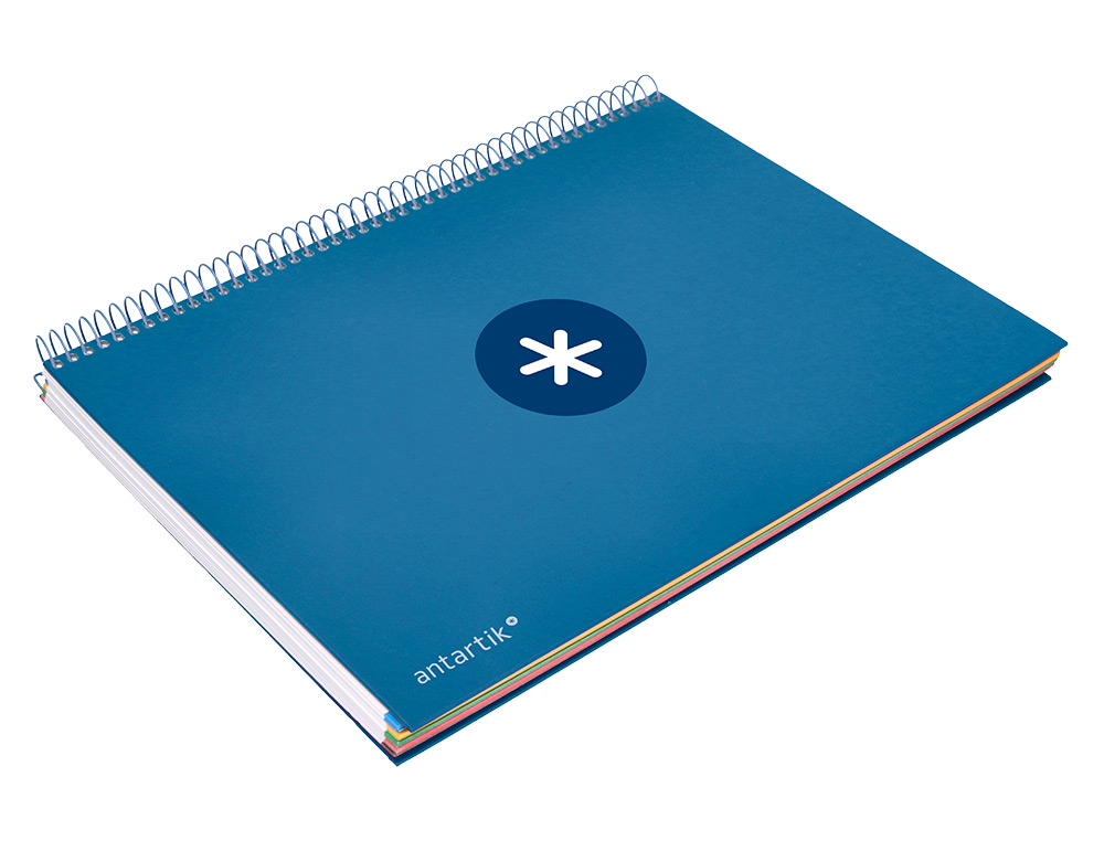 CADERNO ESPIRAL DIN A4 ANTARTIK CAPA FORRADA 120 F 100 GR PAUTADO 5 BANDAS COR AZUL ESCURO