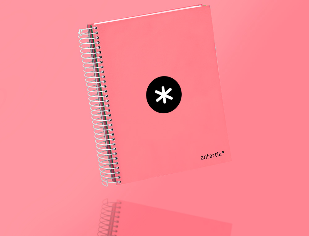 CADERNO ESPIRAL DIN A5 ANTARTIK CAPA FORRADA 120 F 100 GR QUADRICULA 5 MM 5 BANDAS COR CORAL