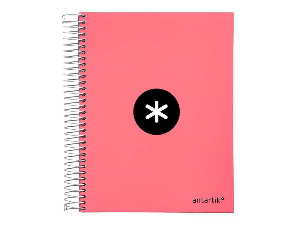 CADERNO ESPIRAL DIN A5 ANTARTIK CAPA FORRADA 120 F 100 GR QUADRICULA 5 MM 5 BANDAS COR CORAL