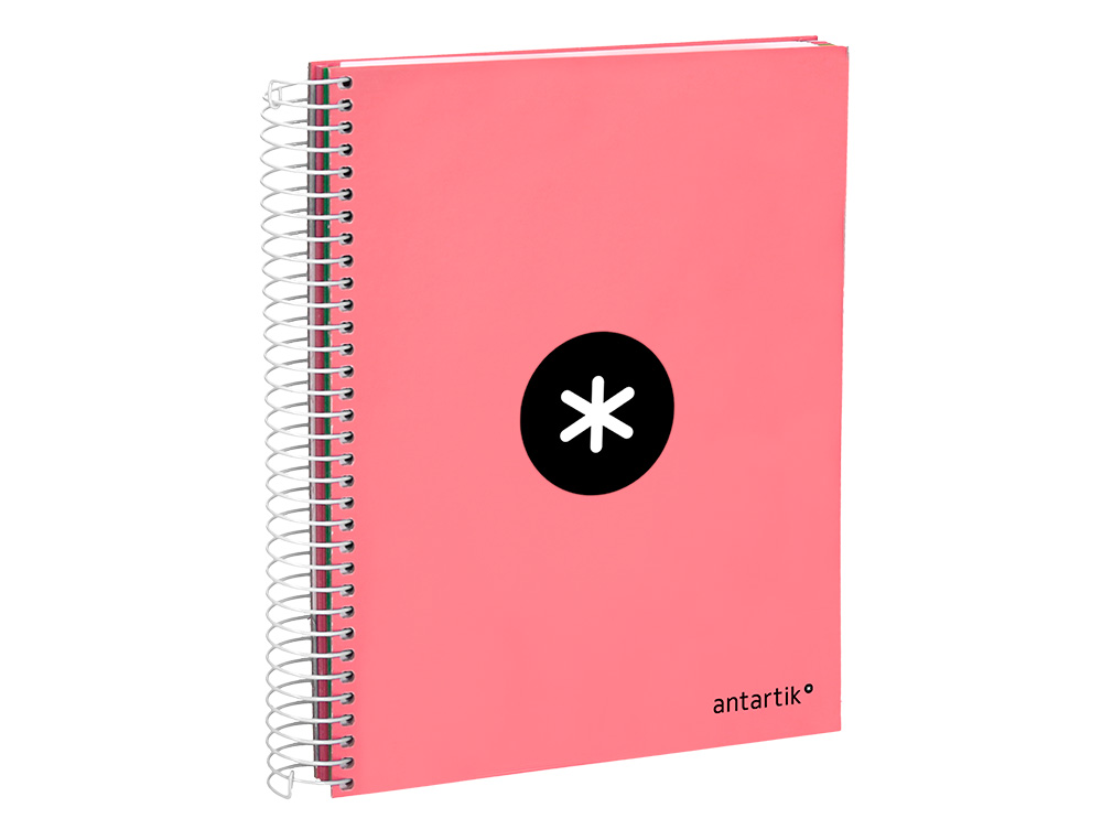 CADERNO ESPIRAL DIN A5 ANTARTIK CAPA FORRADA 120 F 100 GR QUADRICULA 5 MM 5 BANDAS COR CORAL