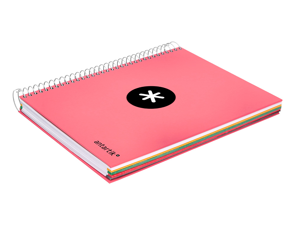 CADERNO ESPIRAL DIN A5 ANTARTIK CAPA FORRADA 120 F 100 GR QUADRICULA 5 MM 5 BANDAS COR CORAL