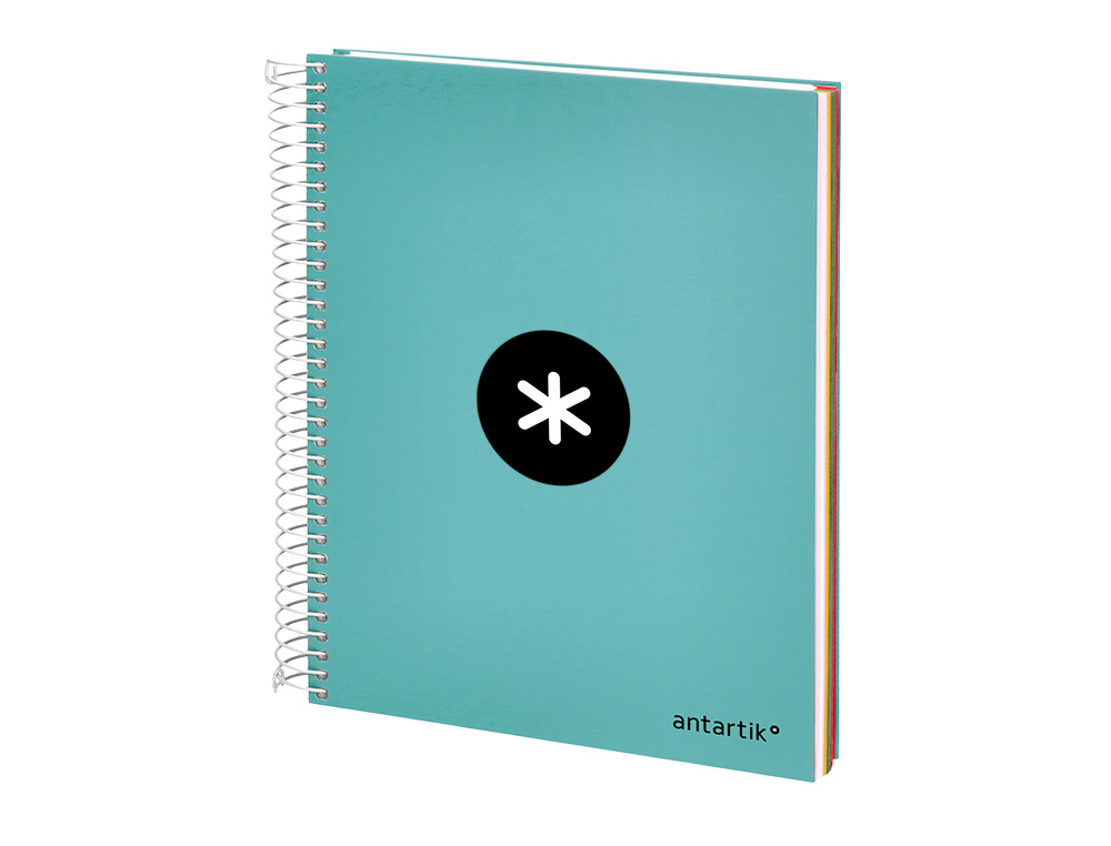 CADERNO ESPIRAL DIN A5 ANTARTIK CAPA FORRADA 120 F 100 GR PAUTADO 5 MM 5 BANDAS COR MENTA