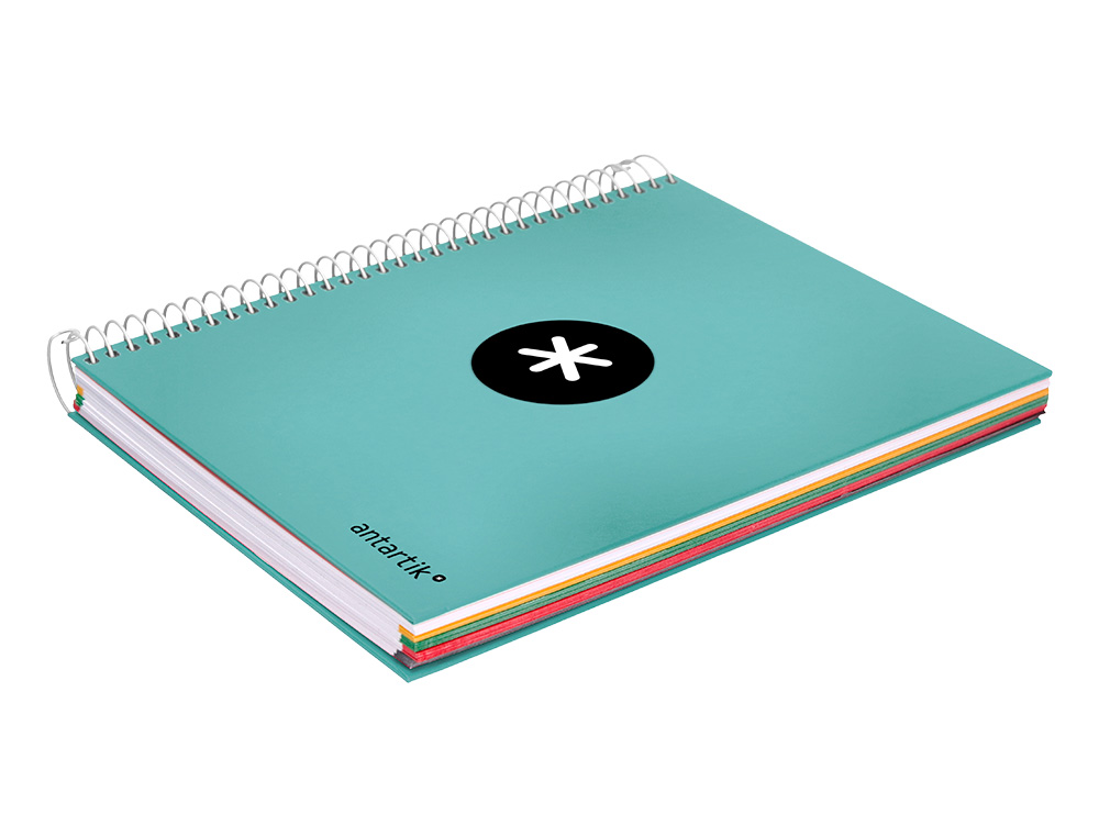 CADERNO ESPIRAL DIN A5 ANTARTIK CAPA FORRADA 120 F 100 GR PAUTADO 5 MM 5 BANDAS COR MENTA