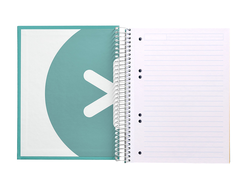 CADERNO ESPIRAL DIN A5 ANTARTIK CAPA FORRADA 120 F 100 GR PAUTADO 5 MM 5 BANDAS COR MENTA