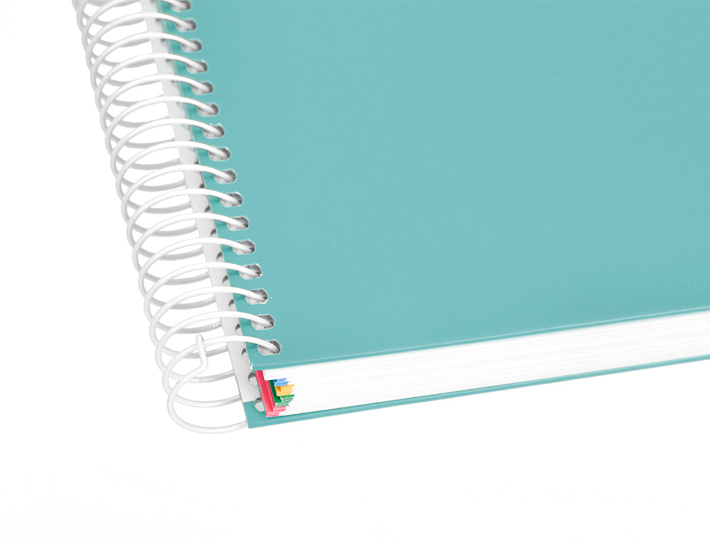 CADERNO ESPIRAL DIN A5 ANTARTIK CAPA FORRADA 120 F 100 GR PAUTADO 5 MM 5 BANDAS COR MENTA