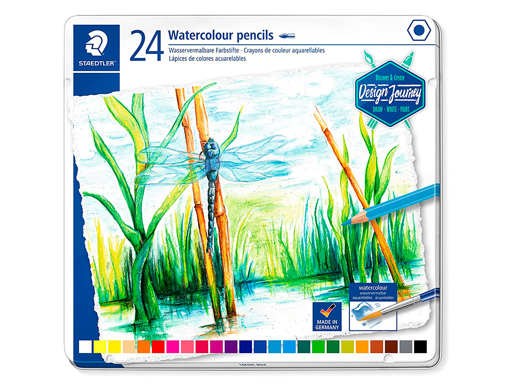 LAPIS DE COR STAEDTLER AGUARELAVEIS CAIXA METALICA DE 24 CORES SORTIDAS