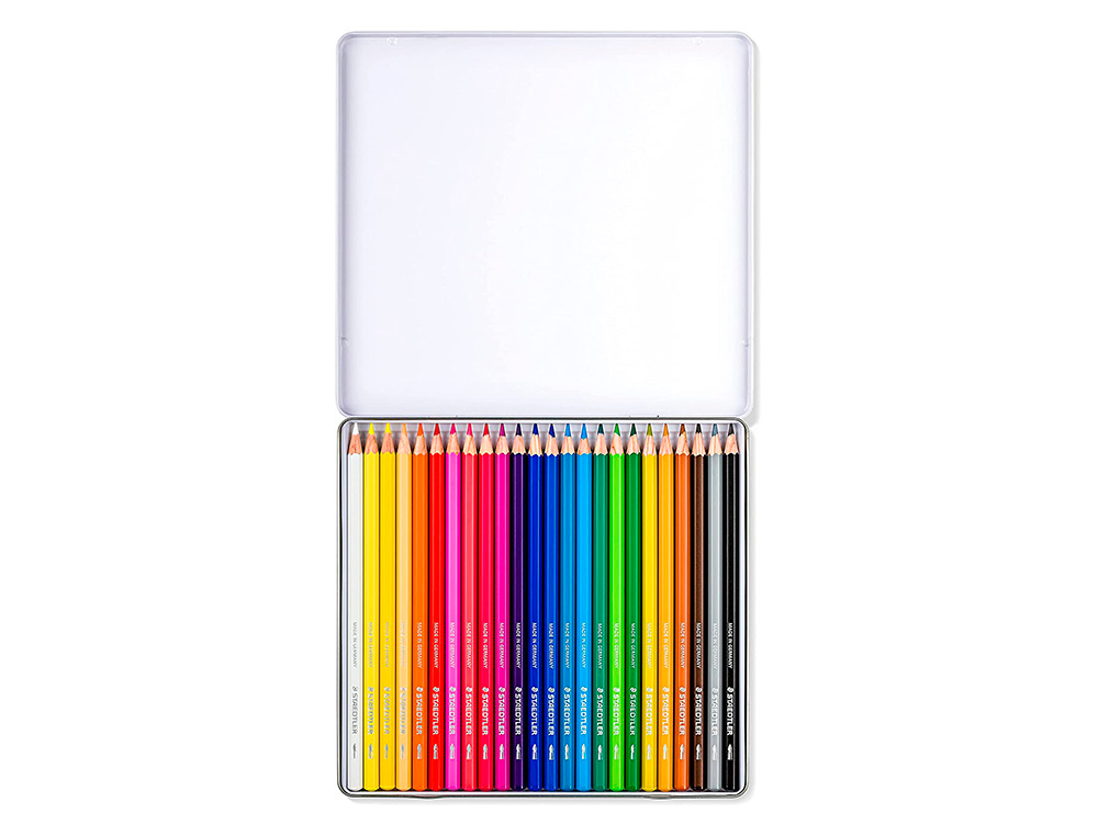 LAPIS DE COR STAEDTLER AGUARELAVEIS CAIXA METALICA DE 24 CORES SORTIDAS