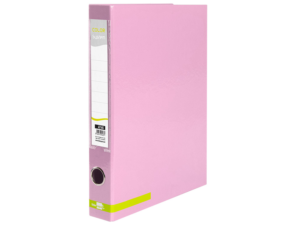 PASTA DE ARQUIVO LIDERPAPEL COLOR SYSTEM CARTAO FORRADO DIN A4 2 ANEIS 25 MM MISTOS COM OCULO E PORTA ETIQUETAS ROSA