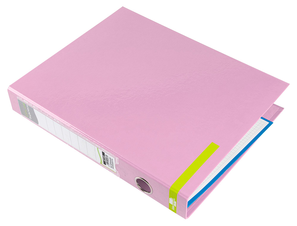 PASTA DE ARQUIVO LIDERPAPEL COLOR SYSTEM CARTAO FORRADO DIN A4 2 ANEIS 25 MM MISTOS COM OCULO E PORTA ETIQUETAS ROSA