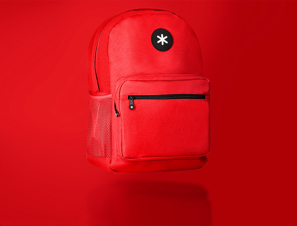 MOCHILA ANTARTIK COM ASA E BOLSO FRONTAL COM FECHO COR VERMELHO 320X140X430 MM