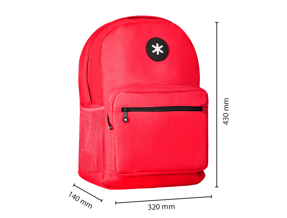 MOCHILA ANTARTIK COM ASA E BOLSO FRONTAL COM FECHO COR VERMELHO 320X140X430 MM