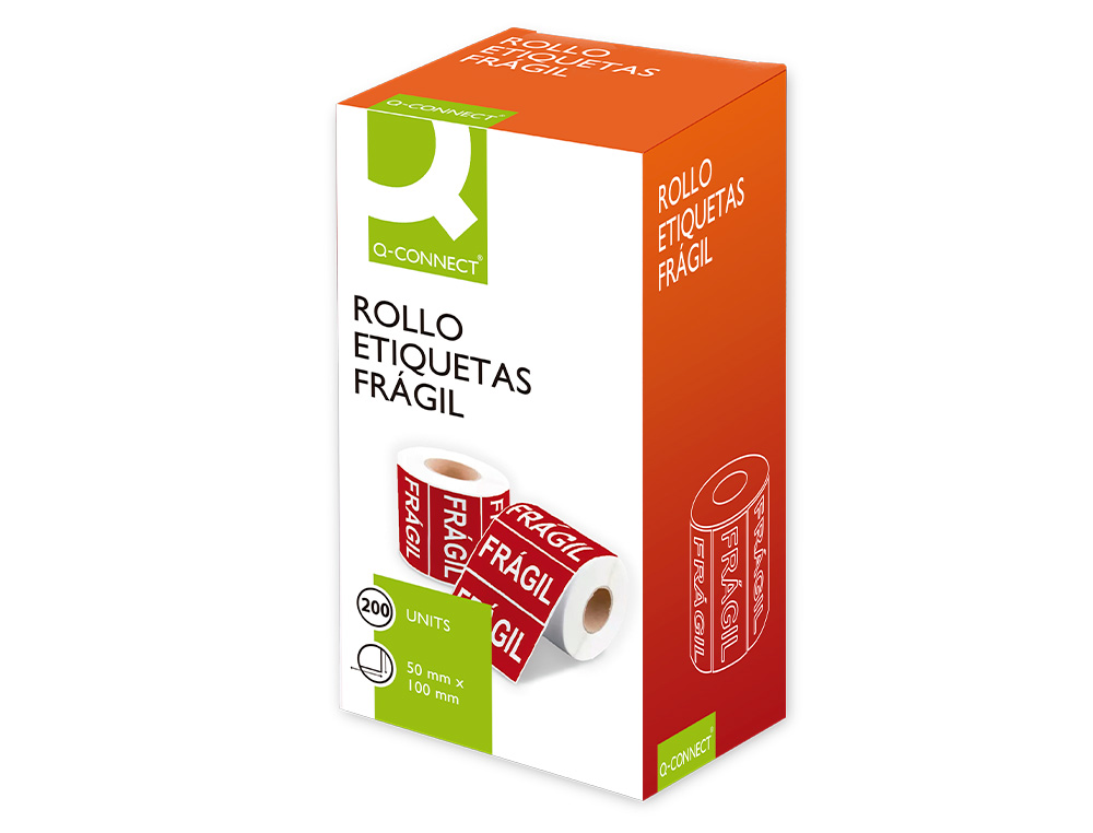 ETIQUETA Q-CONNECT FRAGIL 50X100 MM ROLO DE 200 UNIDADES