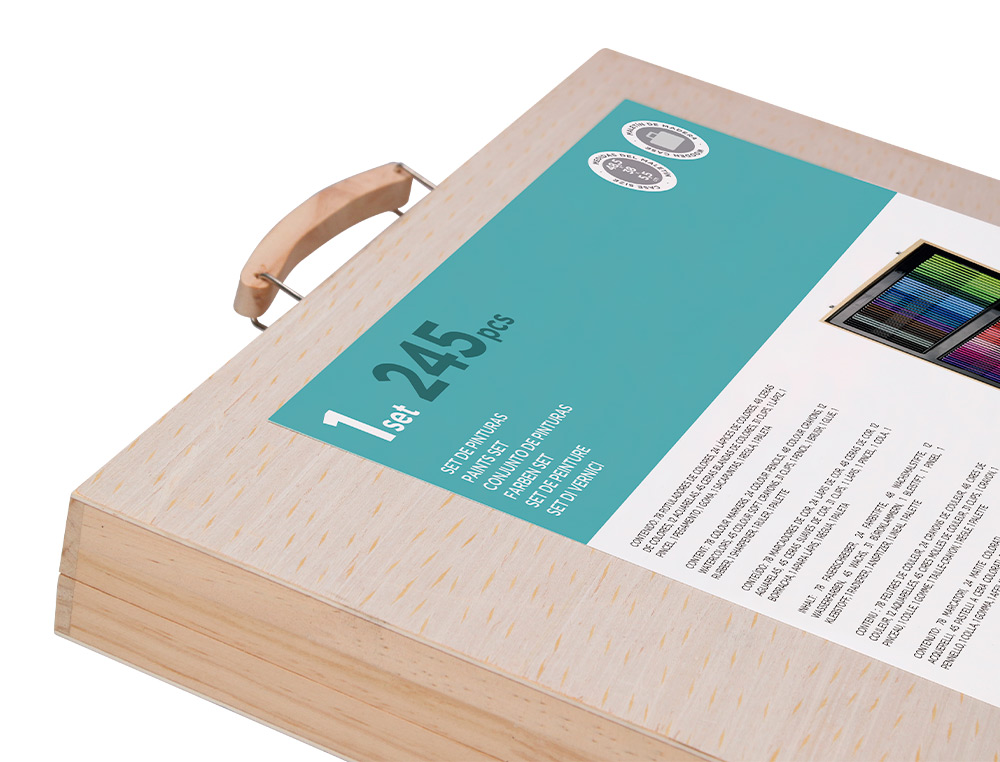 SET DE PINTURA LIDERPAPEL MADEIRA 245 PECAS MALA 49X36,6X4,5 CM