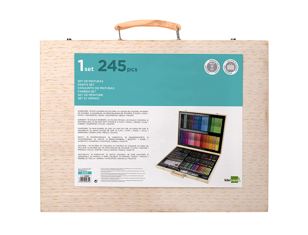 SET DE PINTURA LIDERPAPEL MADEIRA 245 PECAS MALA 49X36,6X4,5 CM