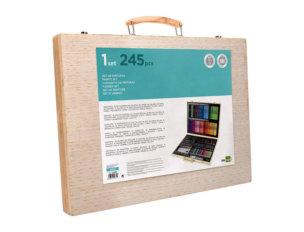 SET DE PINTURA LIDERPAPEL MADEIRA 245 PECAS MALA 49X36,6X4,5 CM