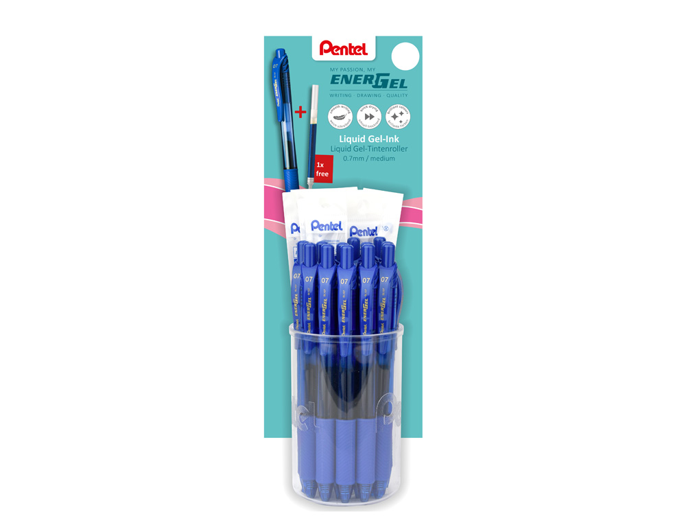 ROLLER PENTEL ENERGEL BL107 0,7MM AZUL EXPOSITOR DE 12 UNIDADES