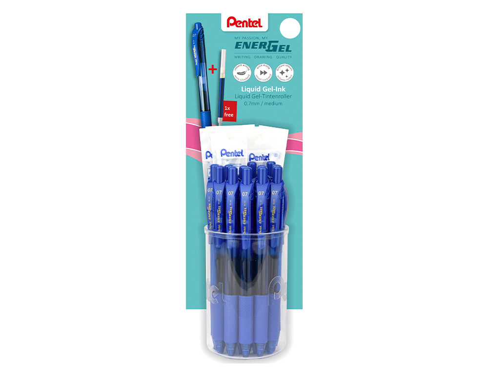 ROLLER PENTEL ENERGEL BL107 0,7MM AZUL EXPOSITOR DE 12 UNIDADES