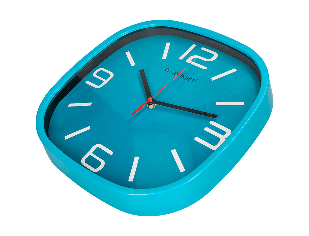 RELOGIO Q-CONNECT DE PAREDE DE PLASTICO REDONDO 30 CM MOVIMENTO SILENCIOSO COR AZUL