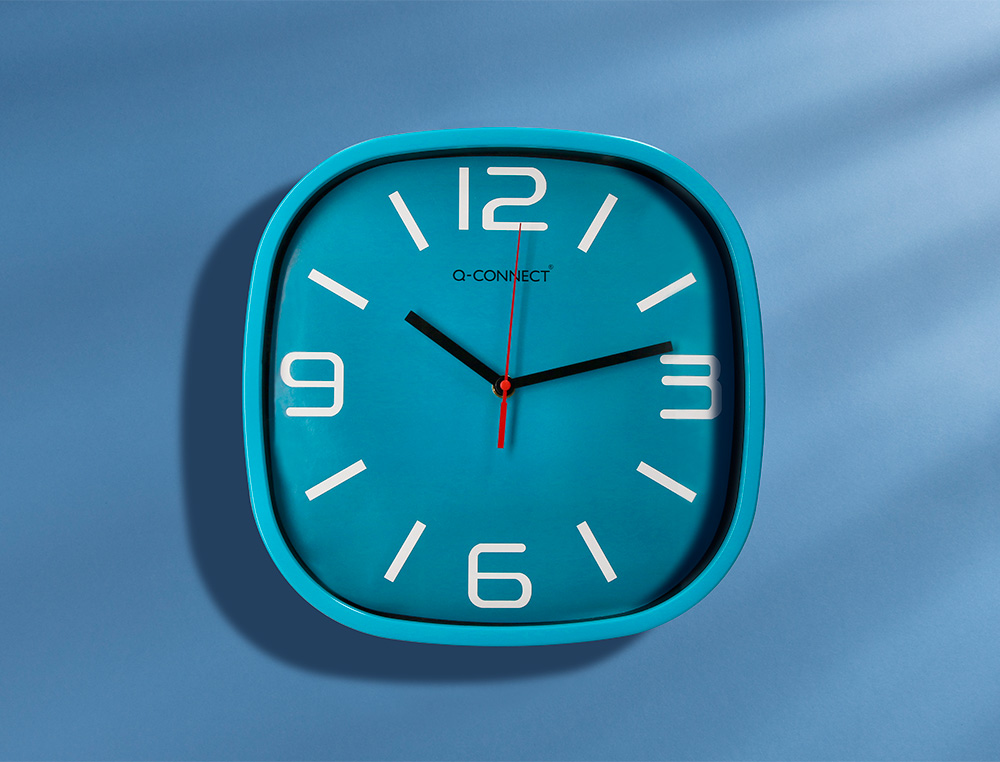RELOGIO Q-CONNECT DE PAREDE DE PLASTICO REDONDO 30 CM MOVIMENTO SILENCIOSO COR AZUL