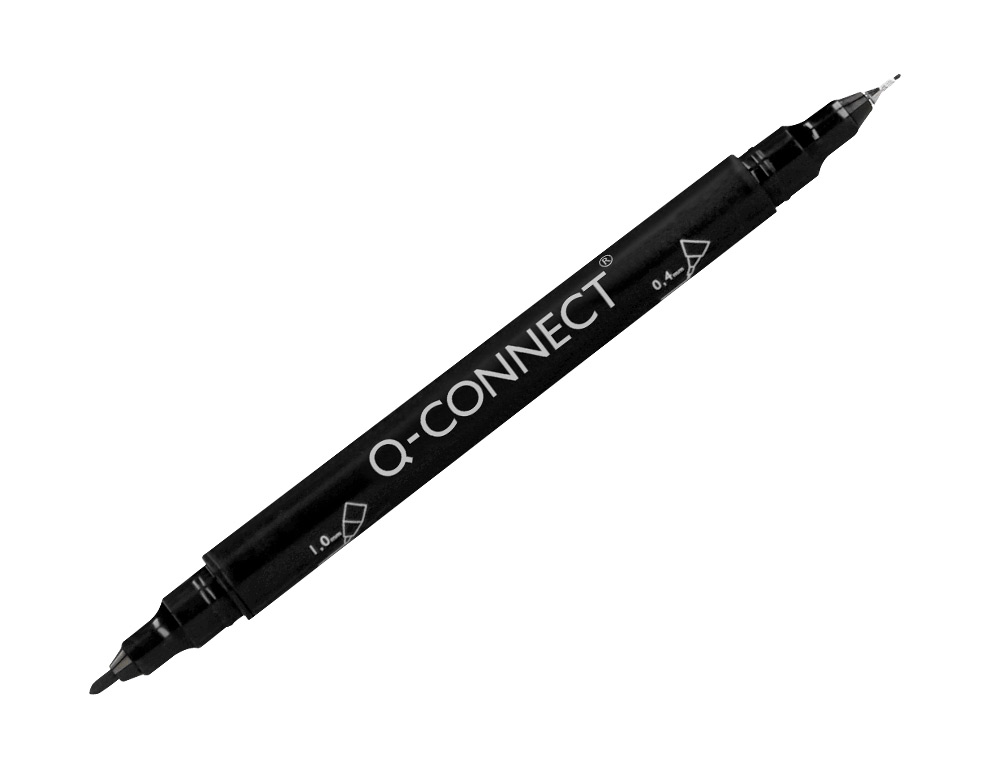 MARCADOR Q-CONNECT MARCADOR PERMANENTE DUPLA PONTA COR PRETO 0,4 MM E 1 MM