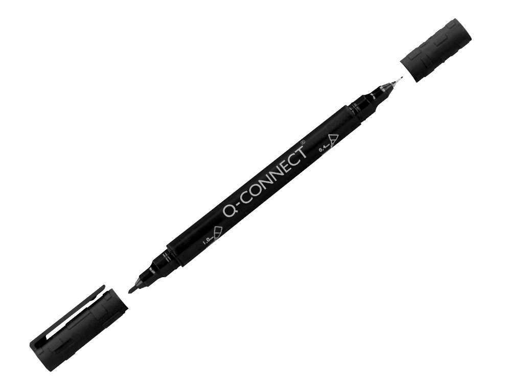 MARCADOR Q-CONNECT MARCADOR PERMANENTE DUPLA PONTA COR PRETO 0,4 MM E 1 MM