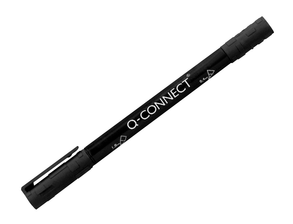 MARCADOR Q-CONNECT MARCADOR PERMANENTE DUPLA PONTA COR PRETO 0,4 MM E 1 MM