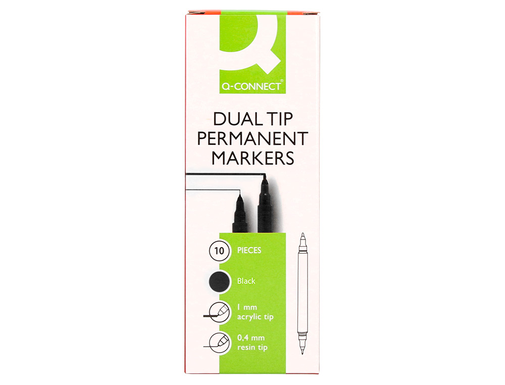 MARCADOR Q-CONNECT MARCADOR PERMANENTE DUPLA PONTA COR PRETO 0,4 MM E 1 MM