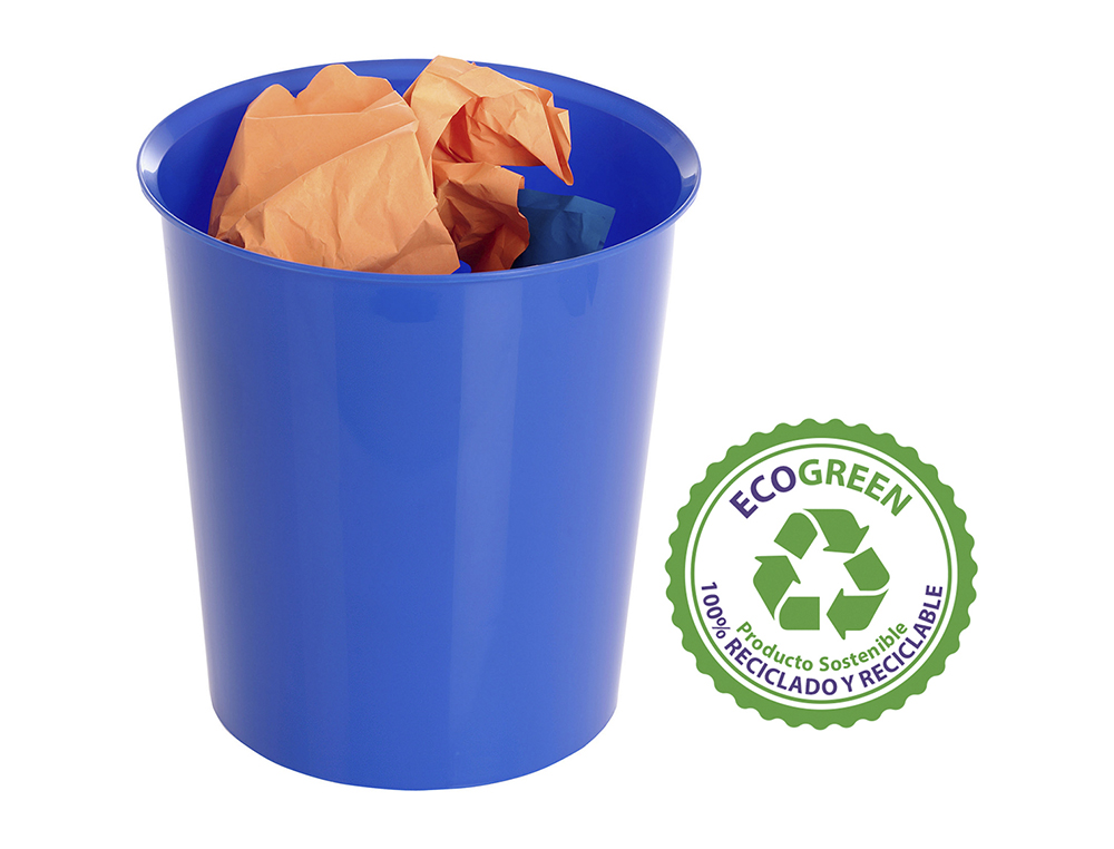 CESTO DE PAPEIS PLASTICO ARCHIVO 2000 ECOGREEN 100% RECICLADO 18 LITROS COR AZUL 290X310 MM