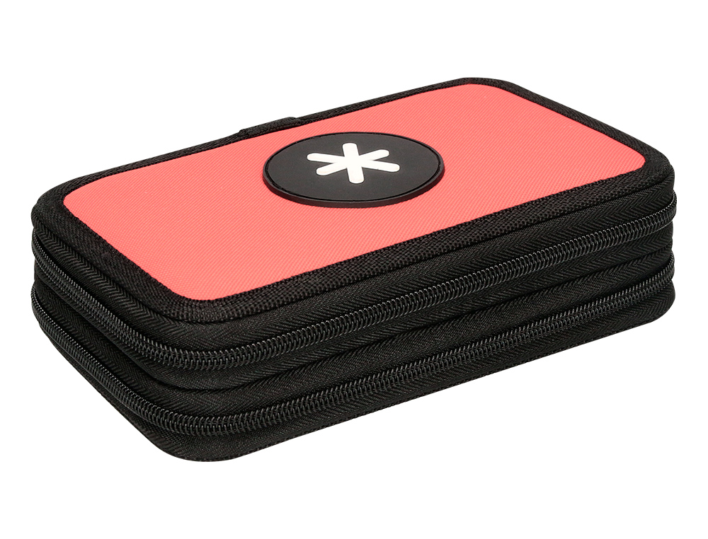 ESTOJO ESCOLAR ANTARTIK DUPLO COR CORAL 28 PECAS 200X125X45 MM