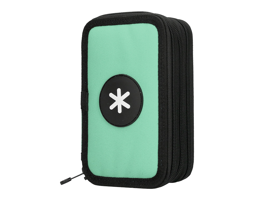 ESTOJO ESCOLAR ANTARTIK TRIPLO COR MENTA 36 PECAS 200X125X65 MM